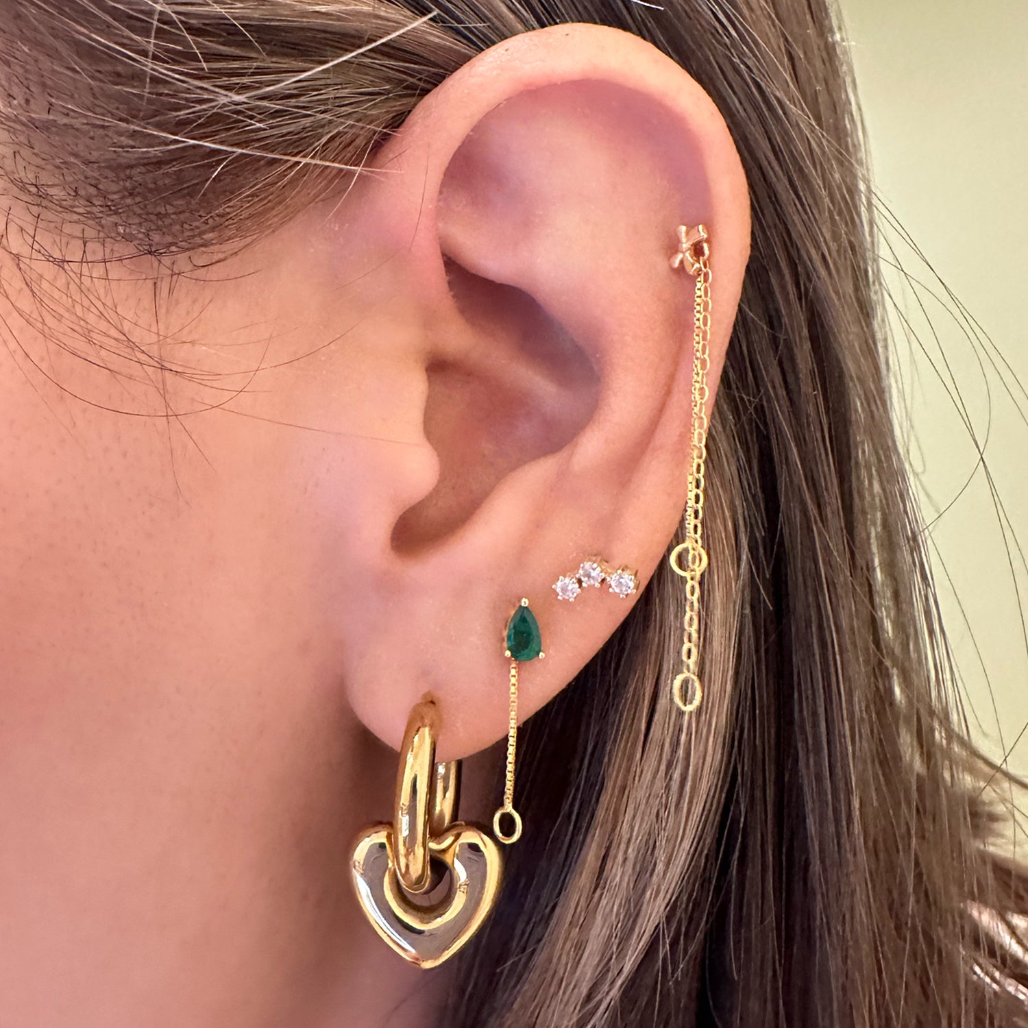 Puffy Heart Removable Earring Huggie