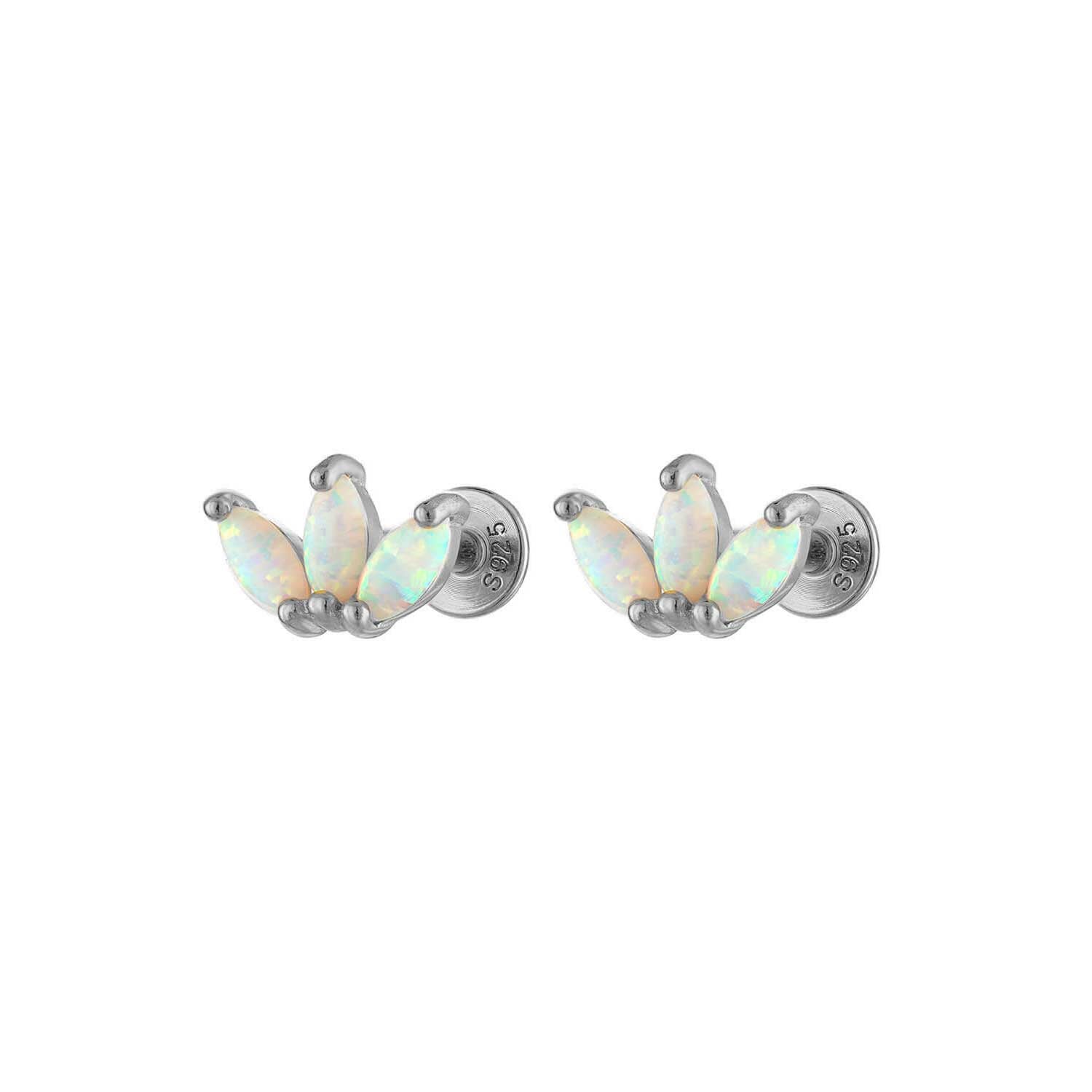 Peacock Opal Flatback Silver
