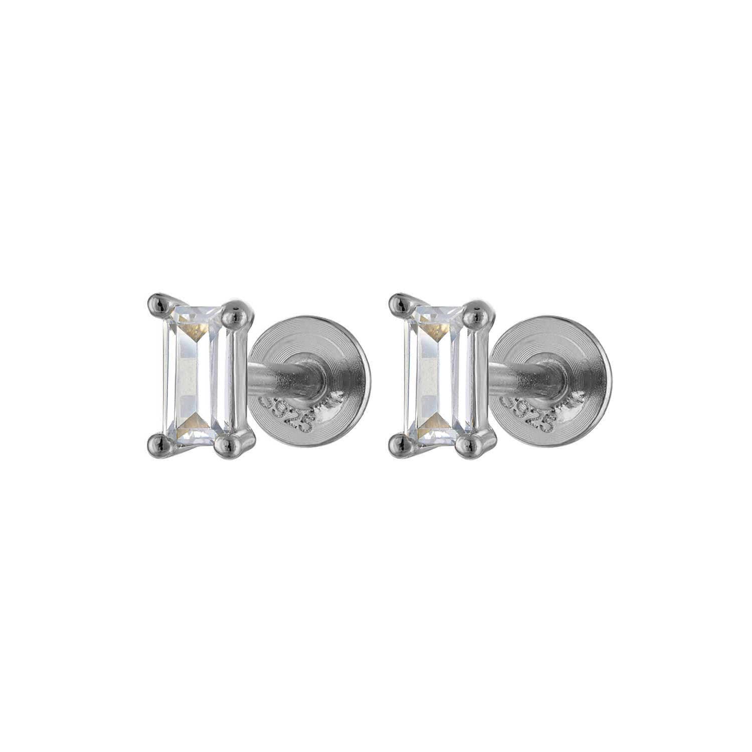 Single Baguette Flatback Silver