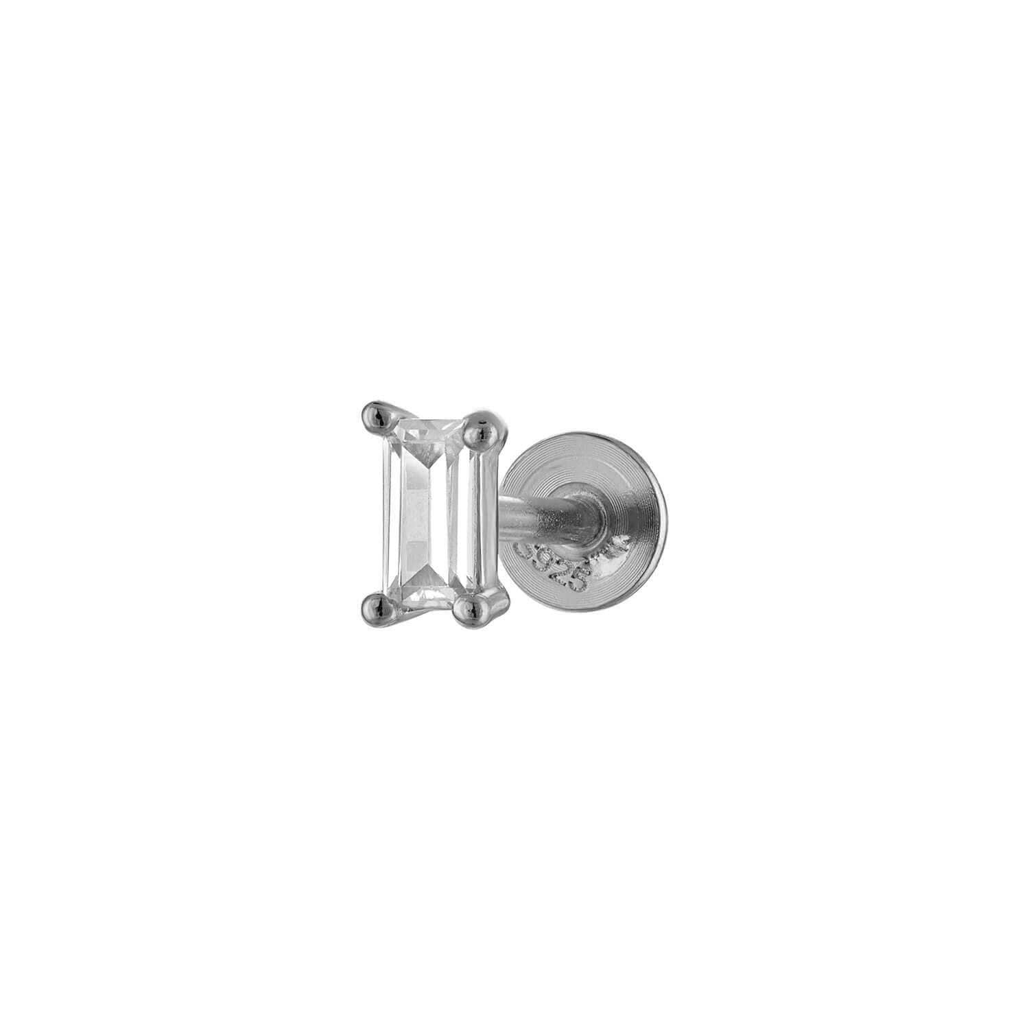 Single Baguette Flatback Silver