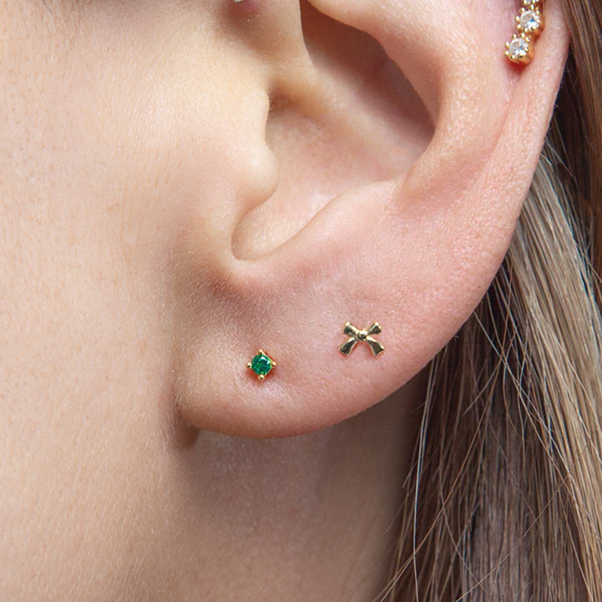 Micro Gold Bow Stud