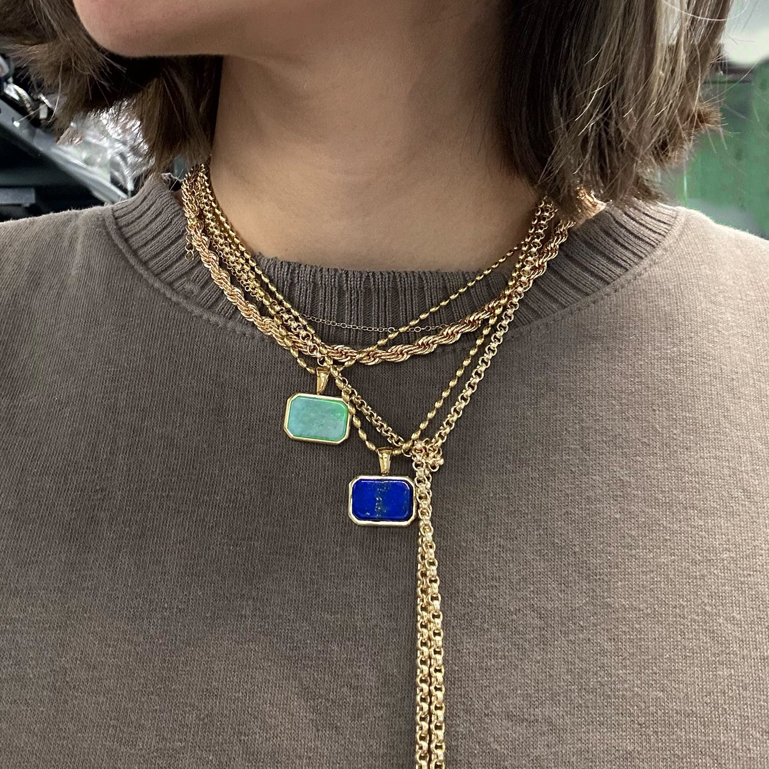 Lapis Gemstone Charm Necklace