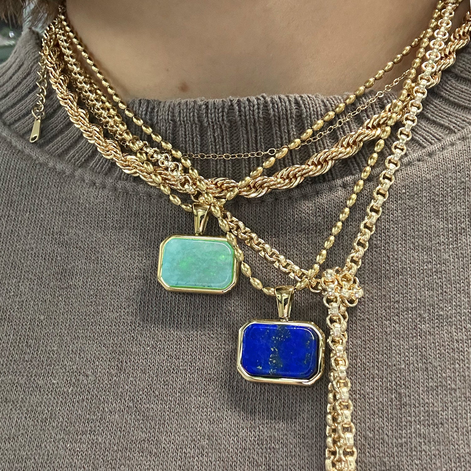 Lapis Gemstone Charm Necklace