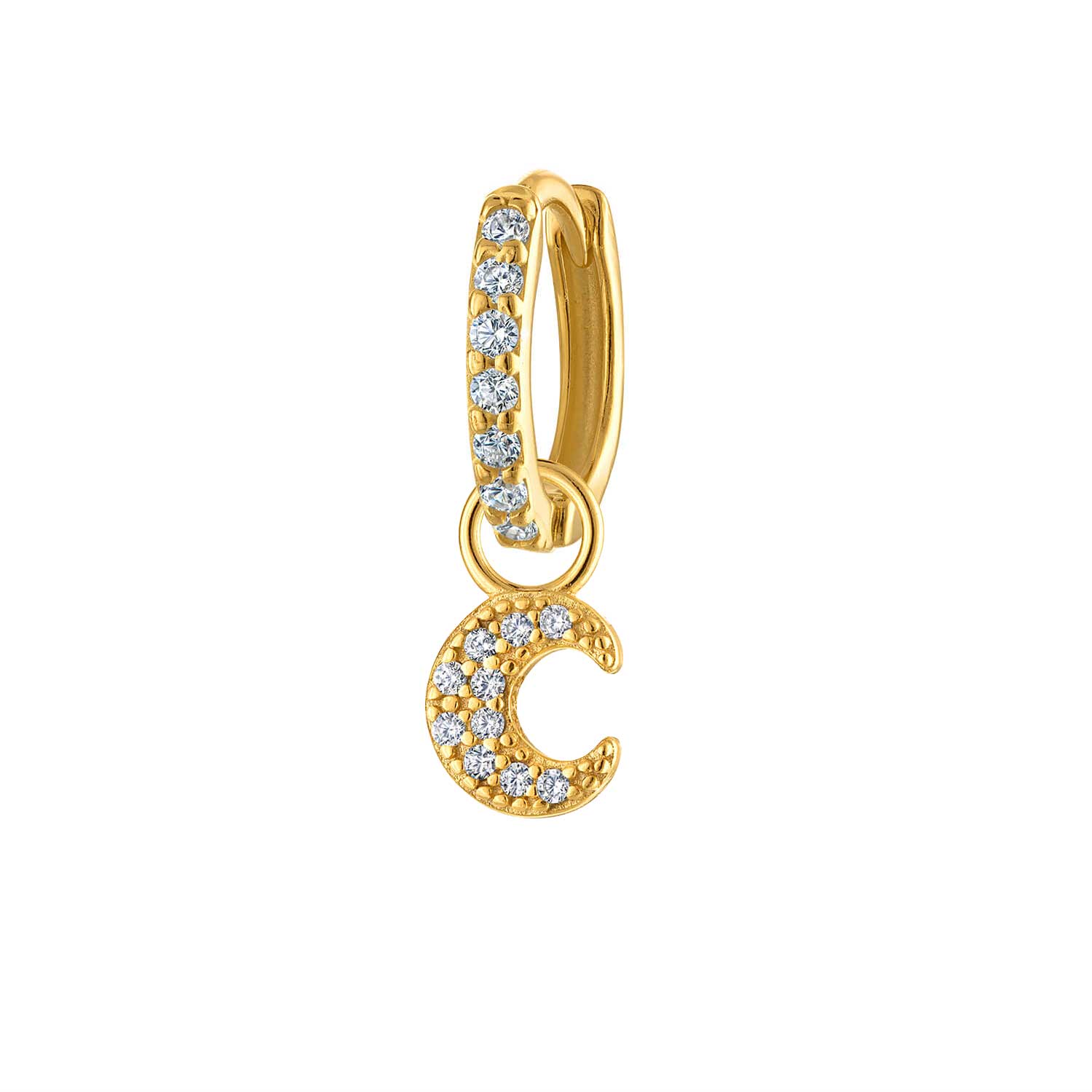 Gold Pave Huggie with Charm