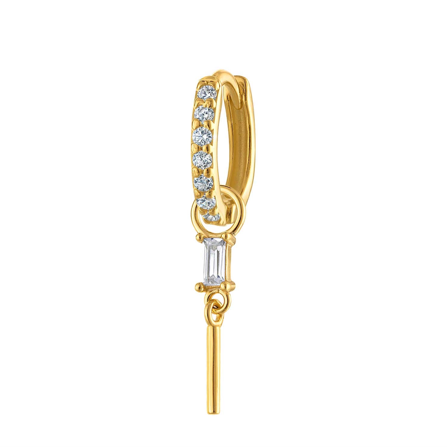 Gold Pave Huggie with Charm