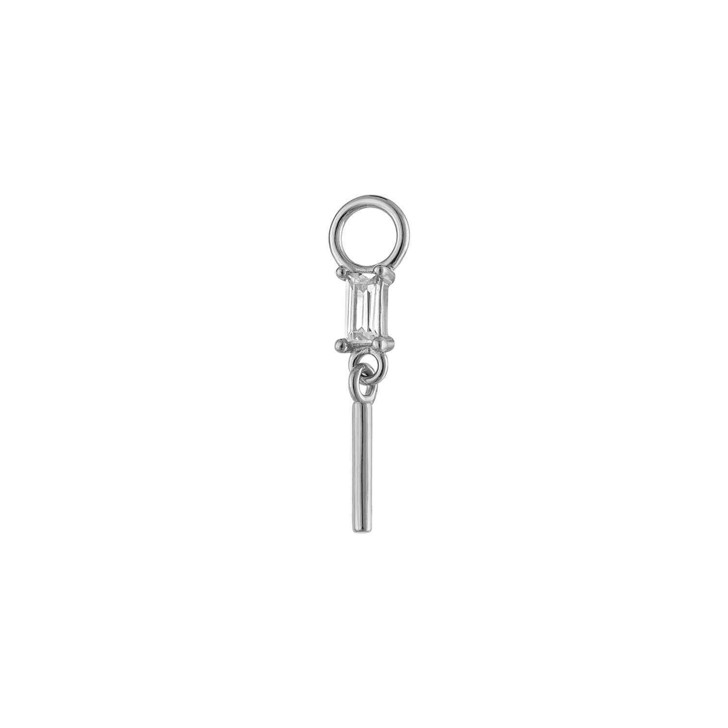 Baguette Pavé Long Charm Silver